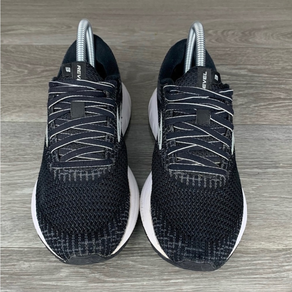 Black/white Womens Brooks Revel 3 Knit Running Shoes